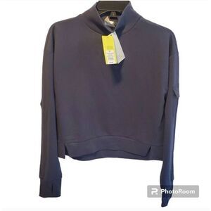 NWT. All In Motion. Dark Blue Cropped Oversize Active Sweater XS